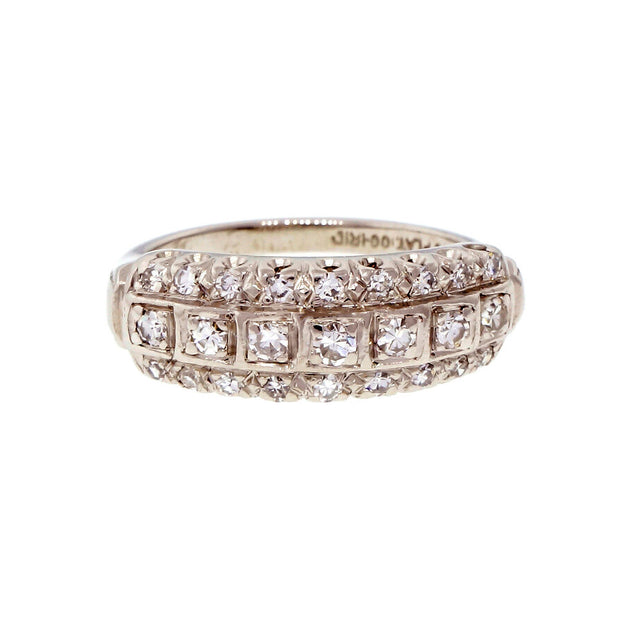 Vintage 1950 3 Row Platinum Diamond Ring