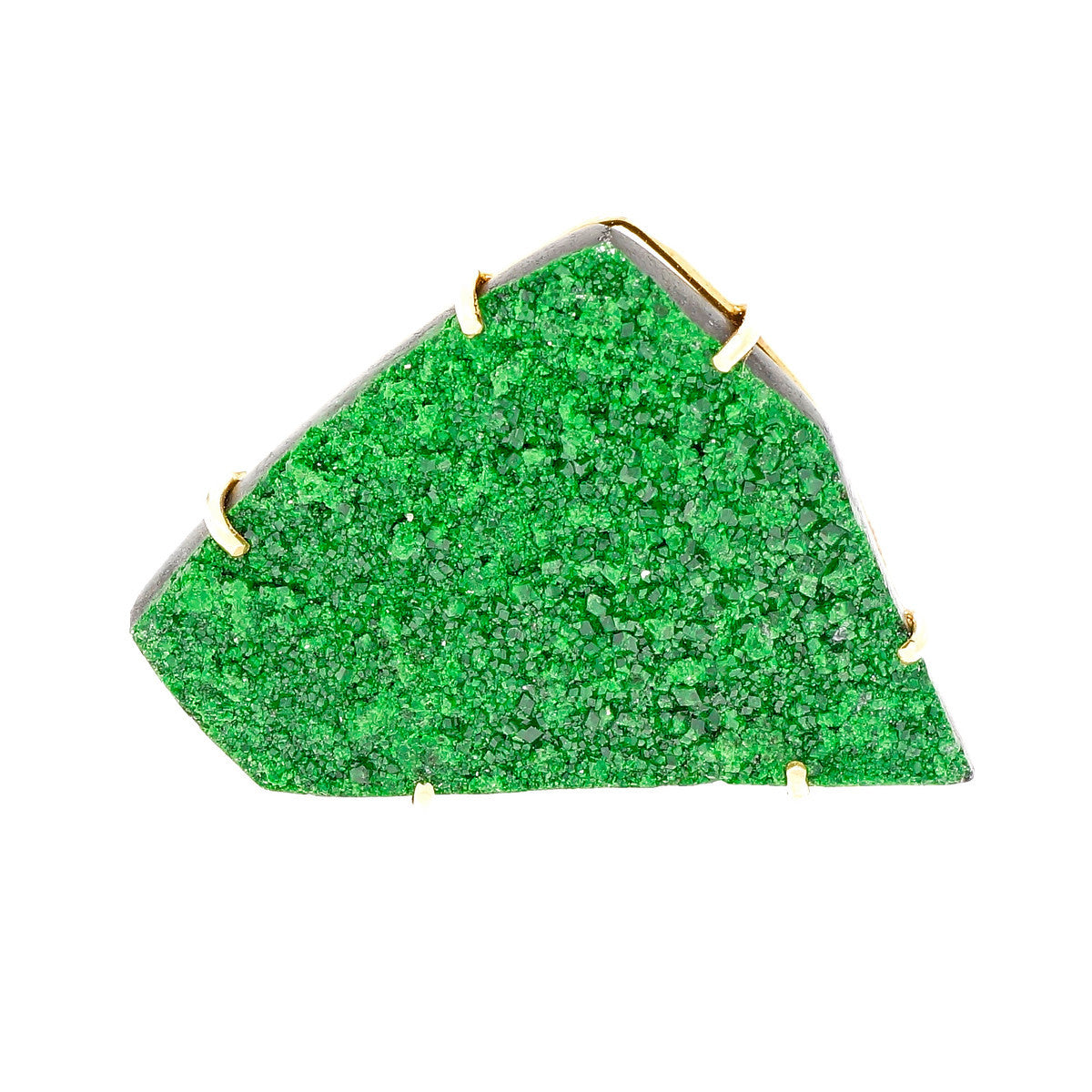 Peter Suchy Green Druzy Pin Pendant 14k Yellow Gold
