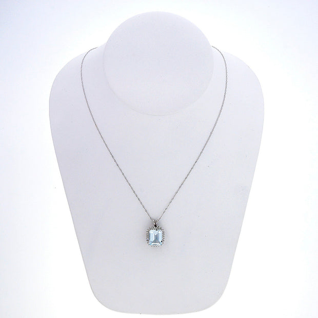 4.30 Carat Aqua Diamond White Gold Pendant