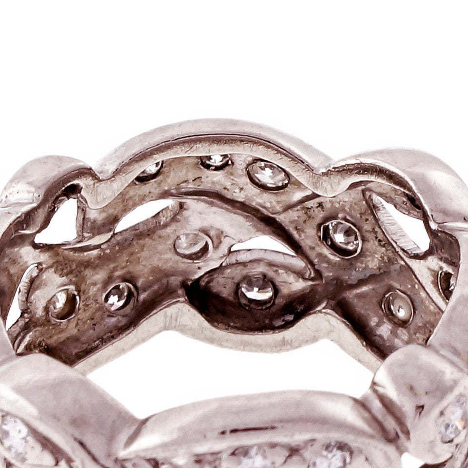 Vintage Wide Platinum Diamond 1950 Band Ring – image 2