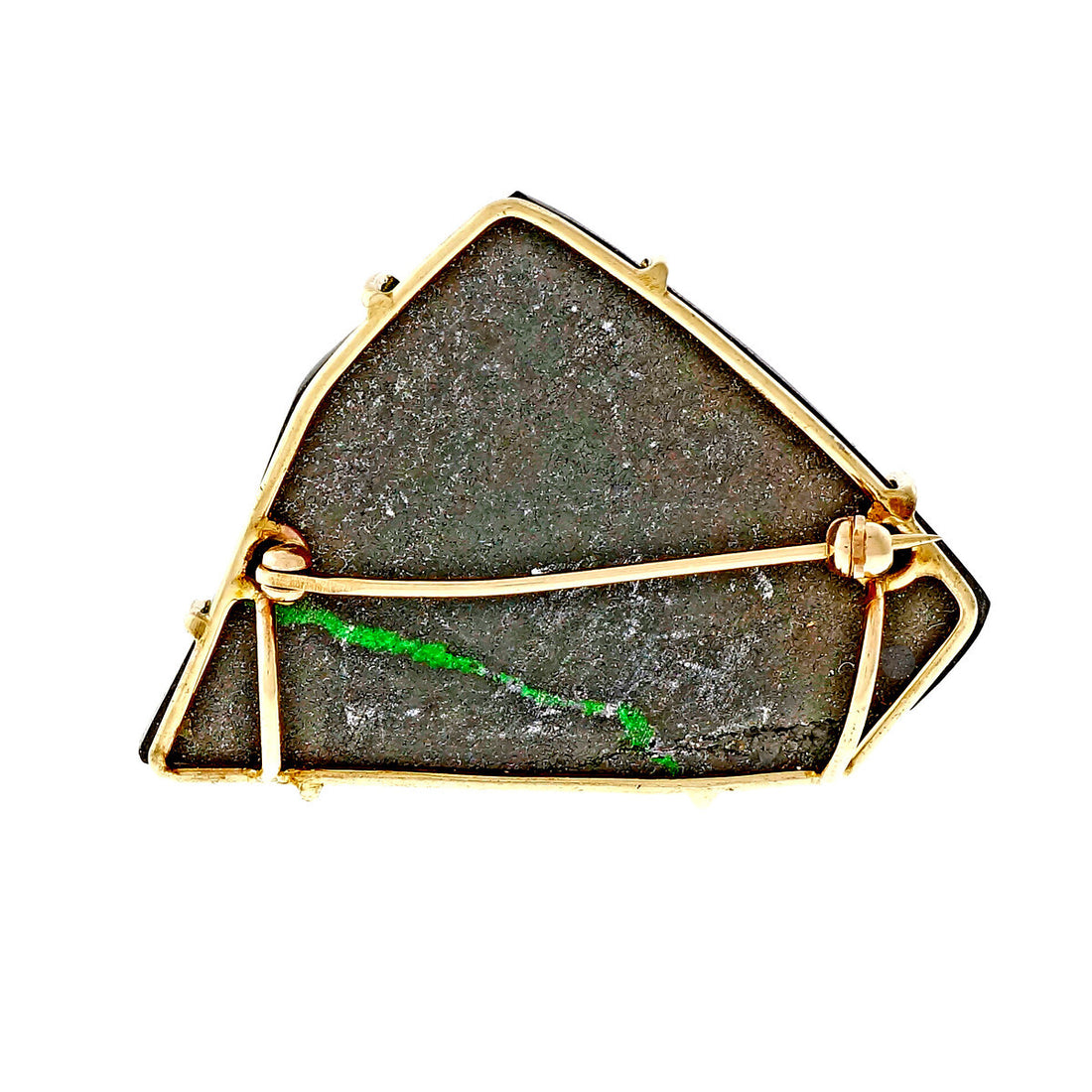 Peter Suchy Green Druzy Pin Pendant 14k Yellow Gold – image 2