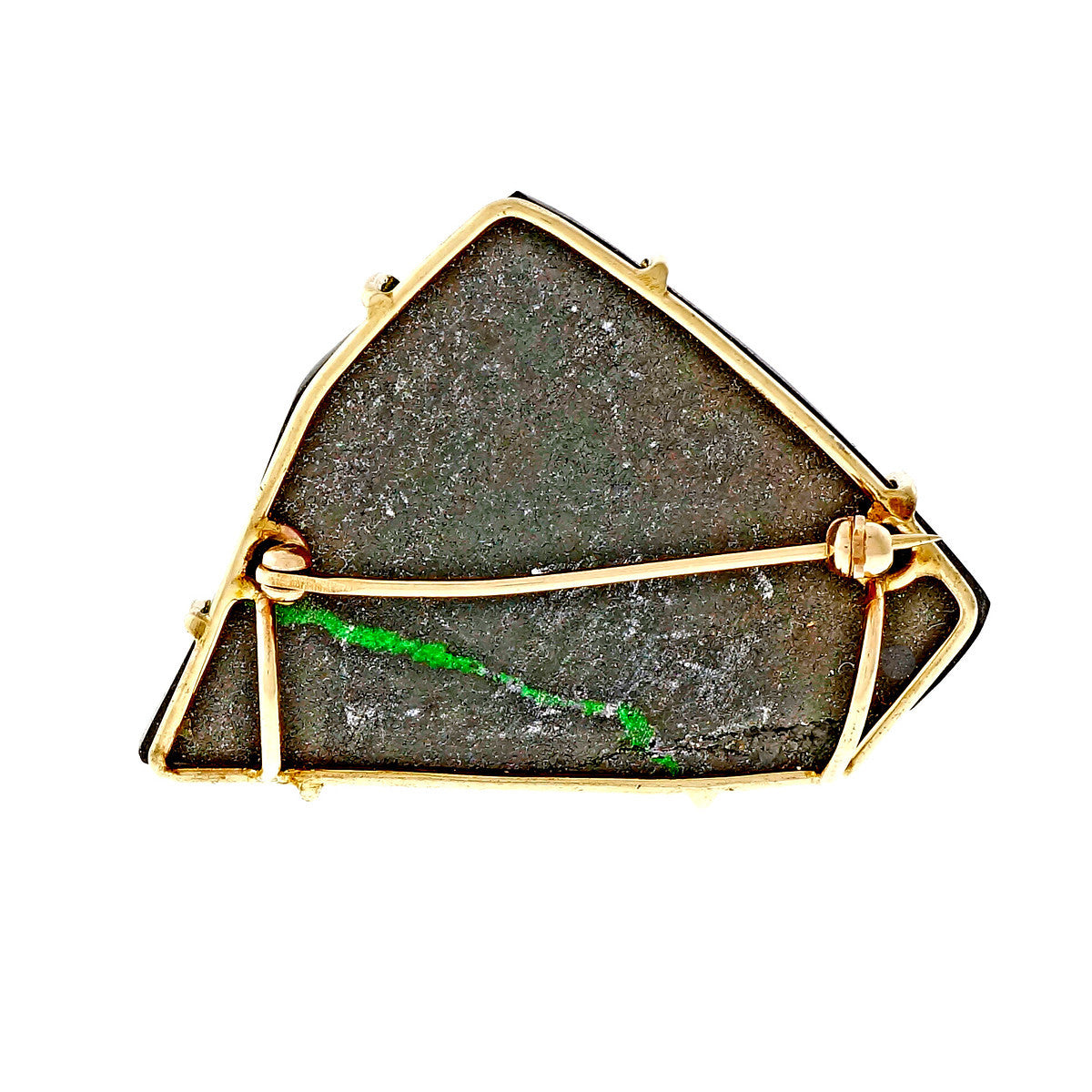 Peter Suchy Green Druzy Pin Pendant 14k Yellow Gold – image 2