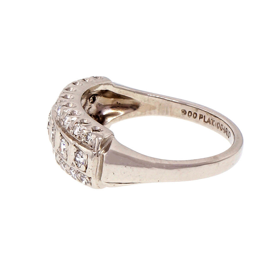Vintage 1950 3 Row Platinum Diamond Ring – image 3