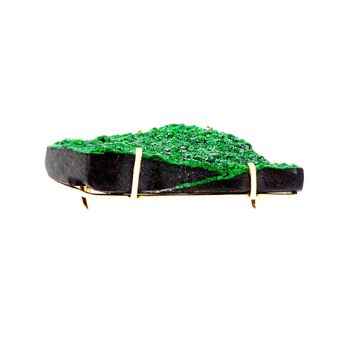 Peter Suchy Green Druzy Pin Pendant 14k Yellow Gold – image 3