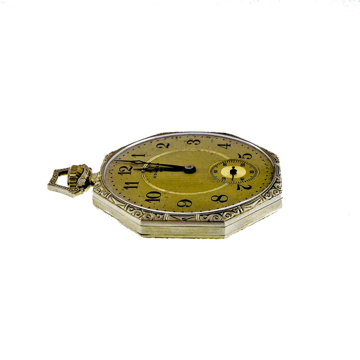 E. Howard Co Octagonal 1920 14k White Gold Pocket Watch – image 3