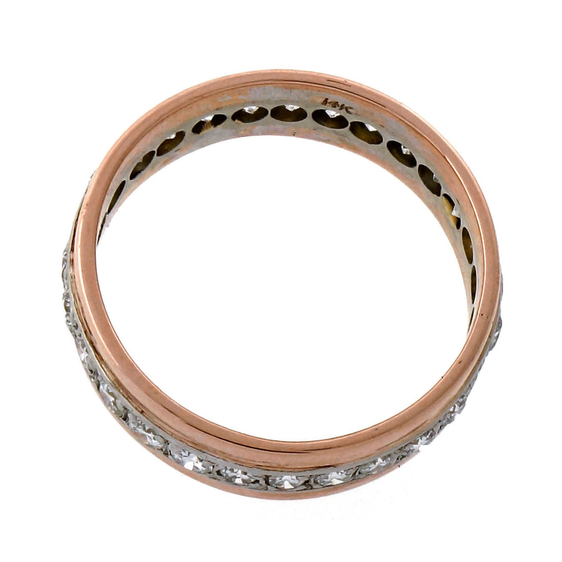 Vintage Retro 1940 14k Pink Gold Palladium 1.25ct Diamond Eternity Band Ring – image 6