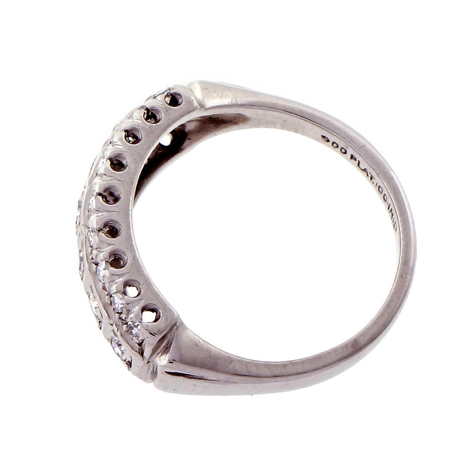 Vintage 1950 3 Row Platinum Diamond Ring – image 4