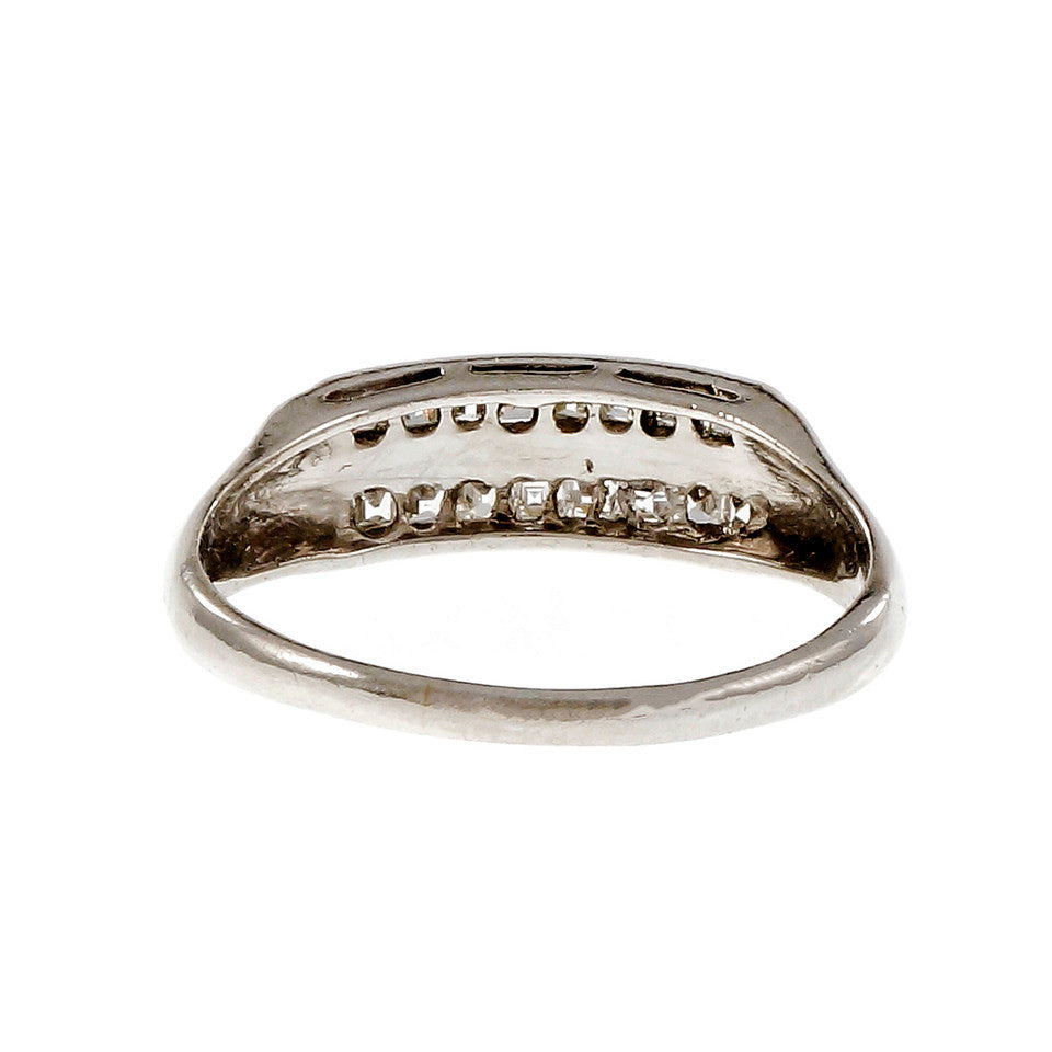 Vintage Retro Square Diamond Platinum Wedding Band Ring – image 4