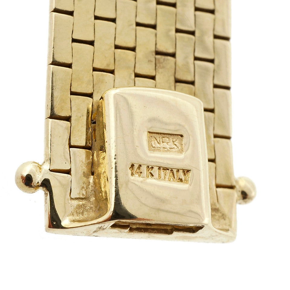 Vintage 1960 Brick Mesh 14k Yellow Gold Bracelet Italy – image 4