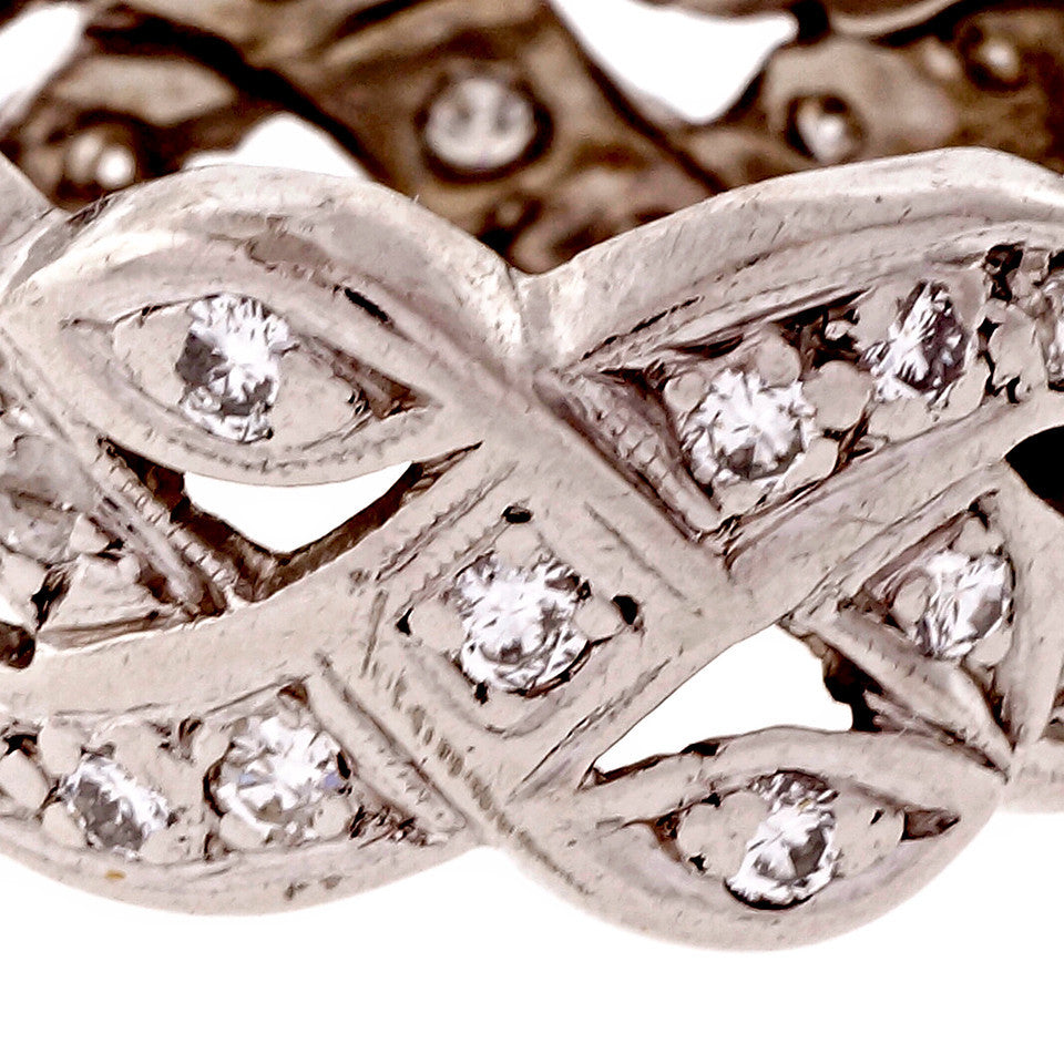 Vintage Wide Platinum Diamond 1950 Band Ring – image 3