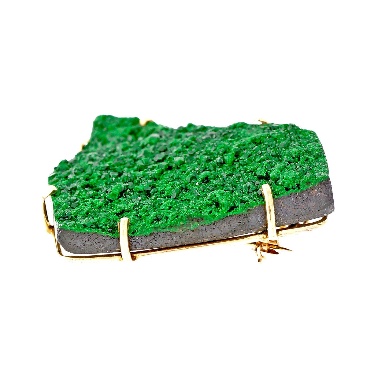 Peter Suchy Green Druzy Pin Pendant 14k Yellow Gold – image 4