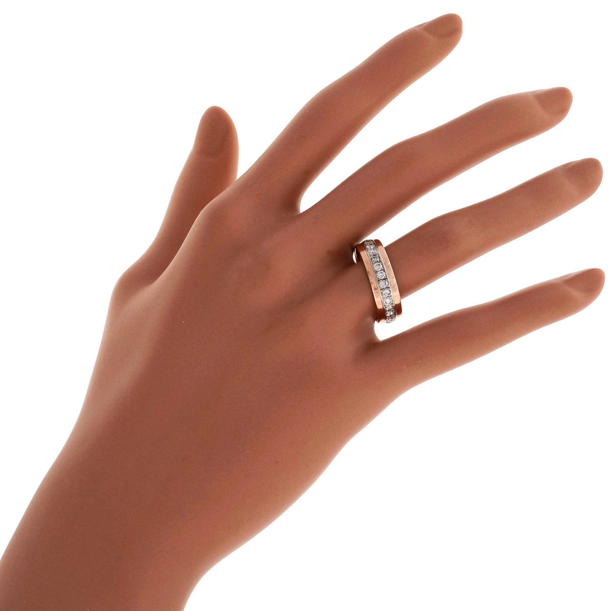 Vintage Retro 1940 14k Pink Gold Palladium 1.25ct Diamond Eternity Band Ring – image 7
