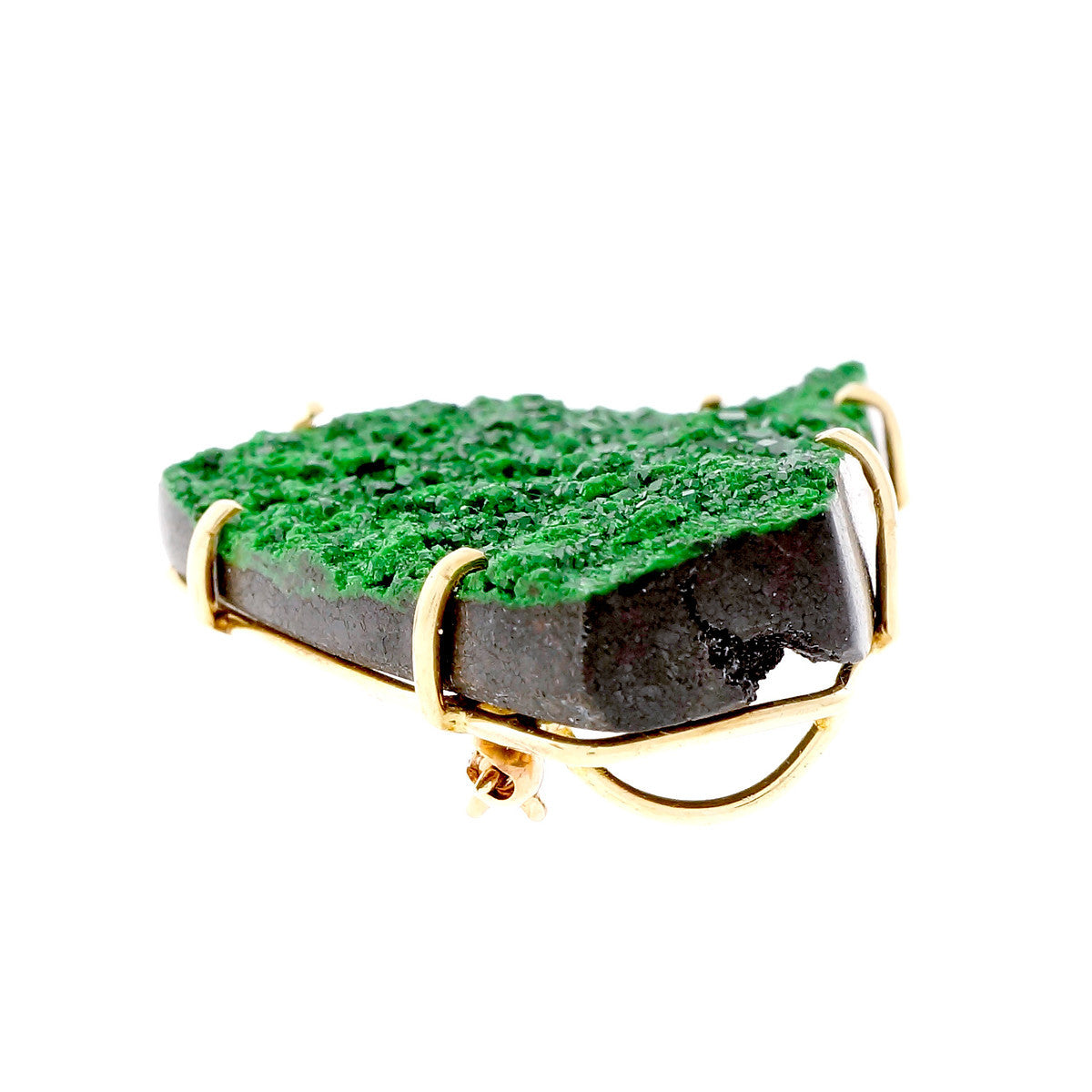 Peter Suchy Green Druzy Pin Pendant 14k Yellow Gold – image 5