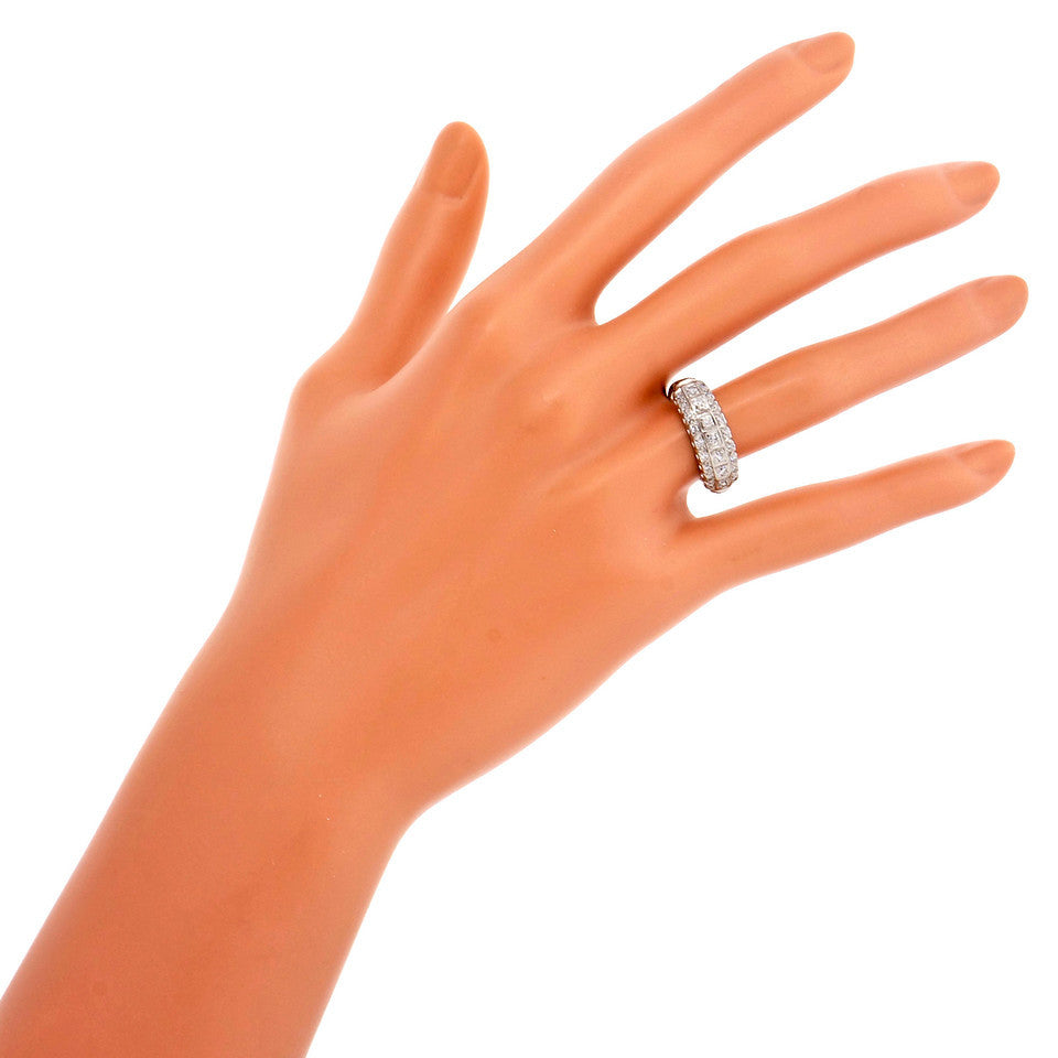 Vintage 1950 3 Row Platinum Diamond Ring – image 6
