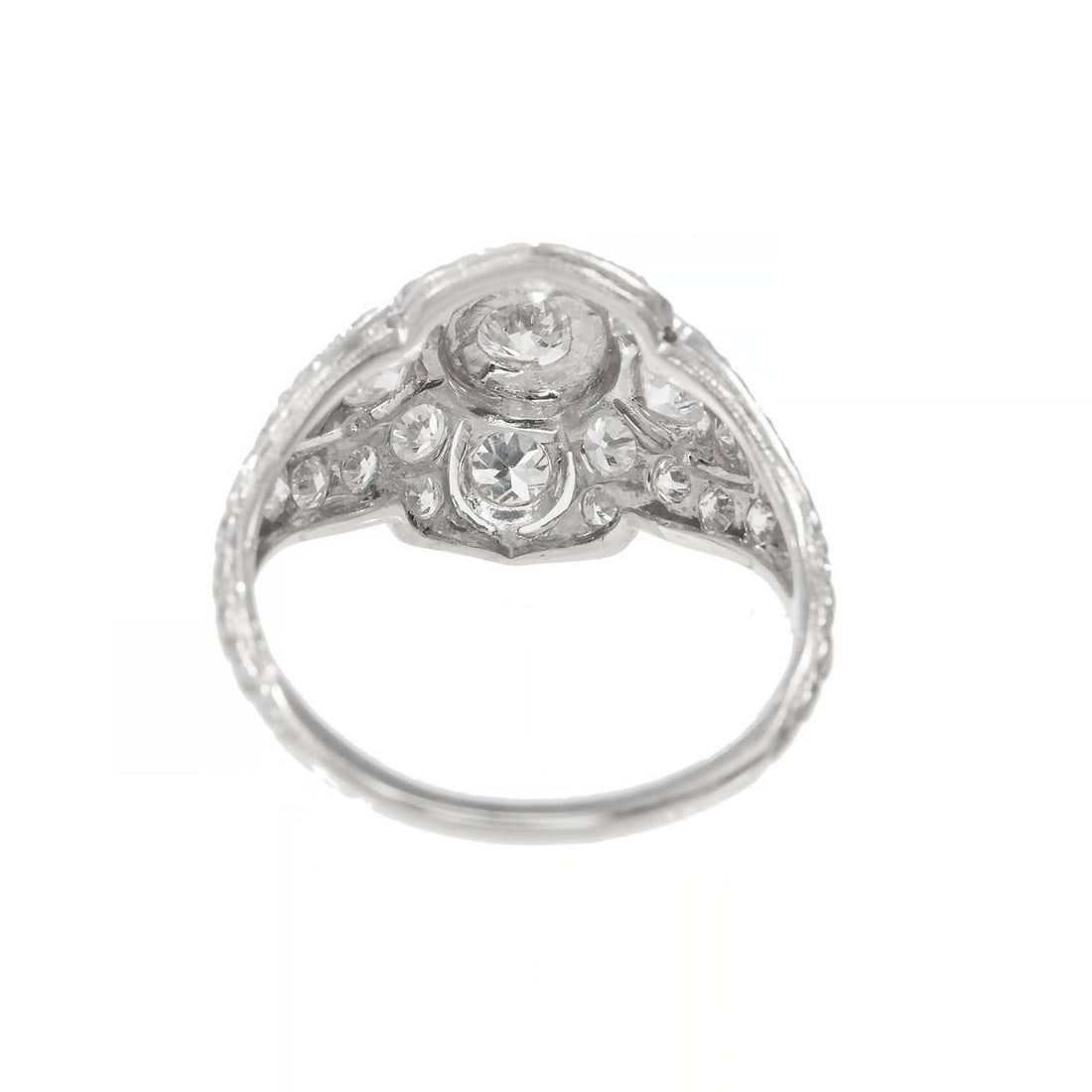 Antique Edwardian Art Deco 1910 Platinum Old European Diamond 1.31ct Dome Ring – image 5