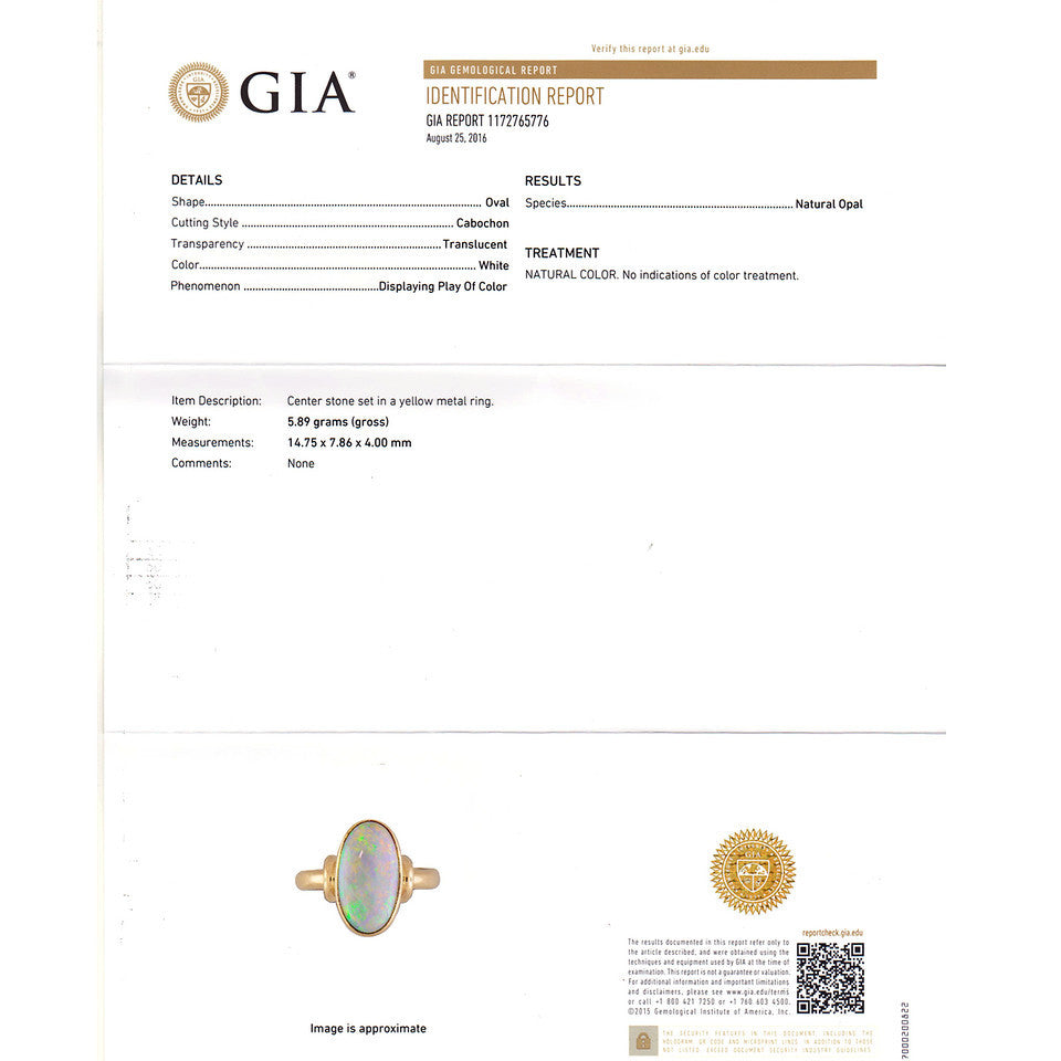Peter Suchy GIA Certified Natural Opal Ring 18k Yellow Gold – image 7