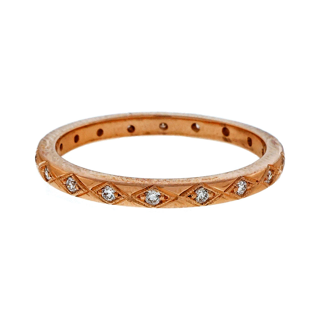 Pink Gold .25ct Antique Style PSD Eternity Band Ring 18k Gold – image 2