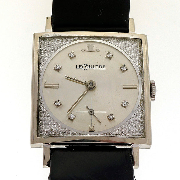 Vintage 1950 Men's LeCoultre 14k White Gold Diamond Dial Watch