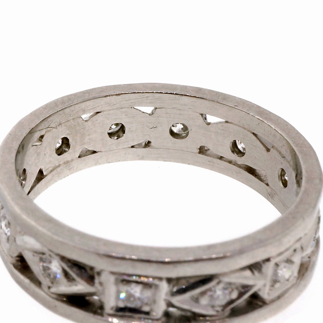 Vintage Retro 1940 Open Work .33ct Diamond Eternity Band Ring – image 2