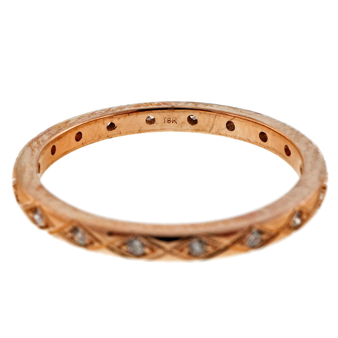 Pink Gold .25ct Antique Style PSD Eternity Band Ring 18k Gold – image 6