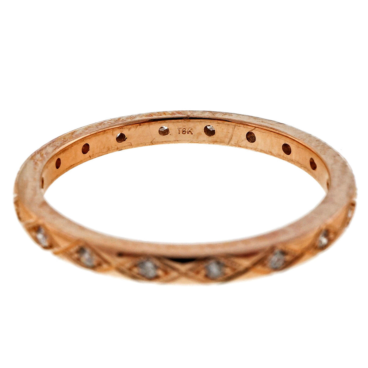 Pink Gold .25ct Antique Style PSD Eternity Band Ring 18k Gold – image 6