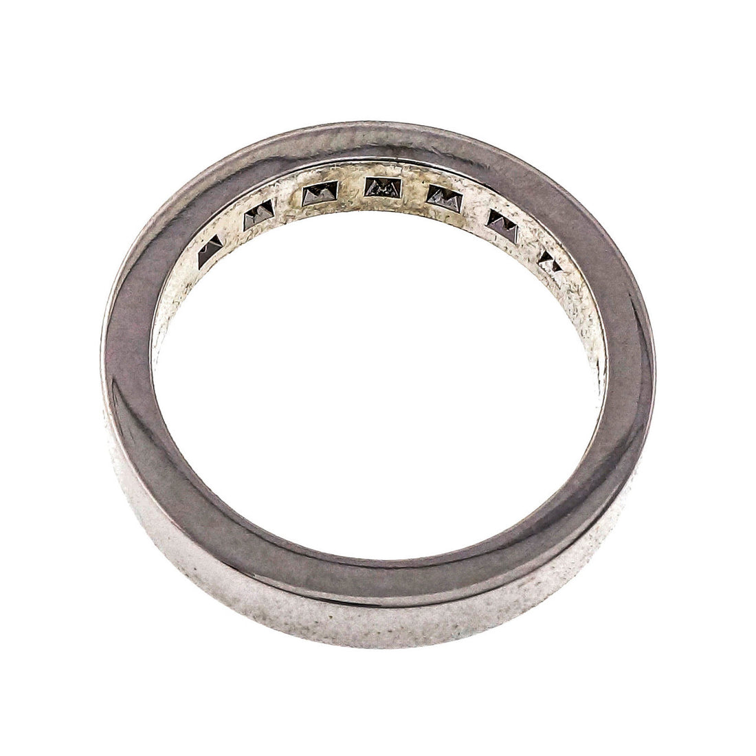 Peter Suchy Ladies Solid Flat Platinum 4mm 7 diamond Wedding Band – image 3