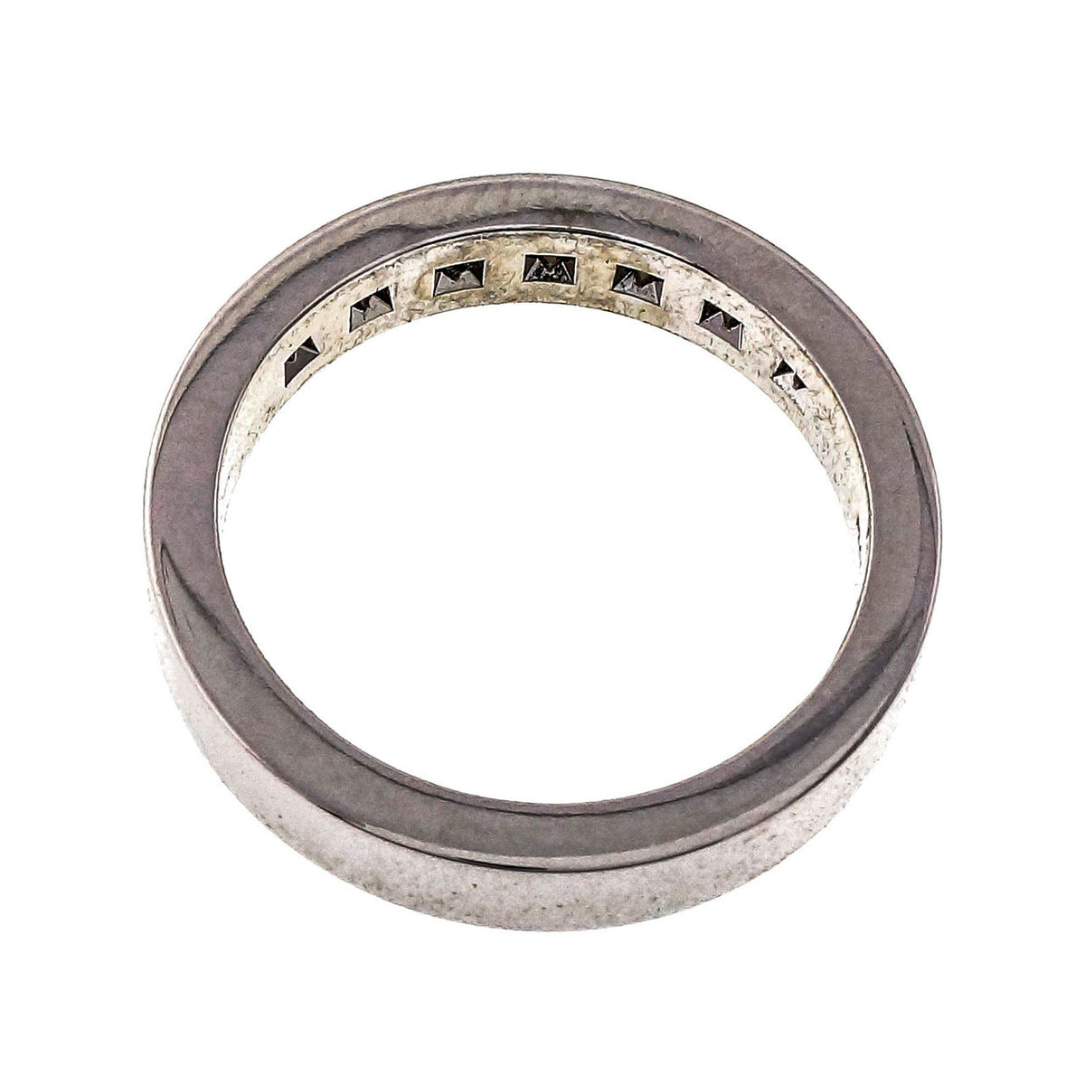 Peter Suchy Ladies Solid Flat Platinum 4mm 7 diamond Wedding Band – image 3