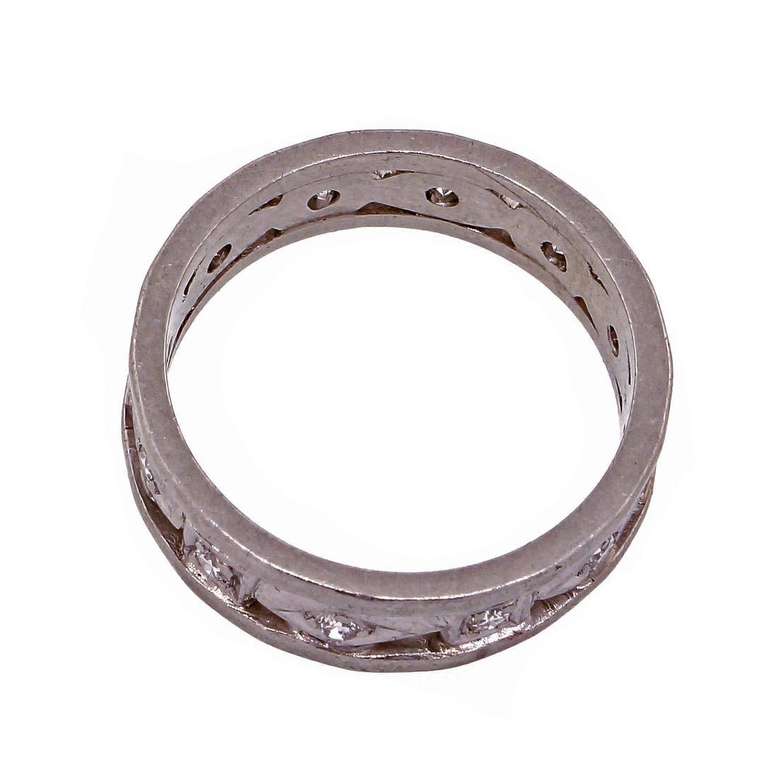 Vintage Retro 1940 Open Work .33ct Diamond Eternity Band Ring – image 3