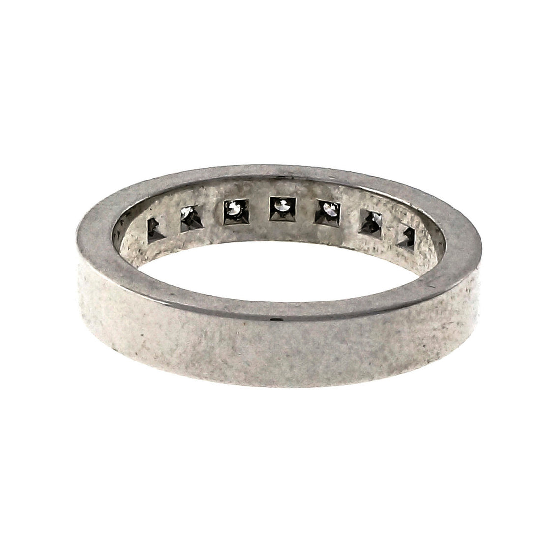 Peter Suchy Ladies Solid Flat Platinum 4mm 7 diamond Wedding Band – image 4