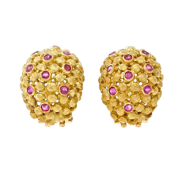 Spitzer & Furman Ruby Gold Domed Clip Post Earrings