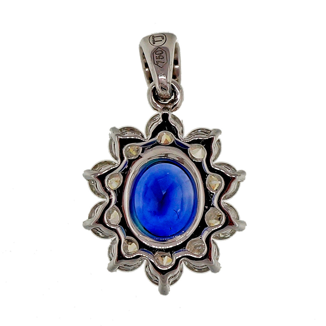 Royal Blue 1.14ct Sapphire TJ 18k White Gold Diamond Pendant – image 2