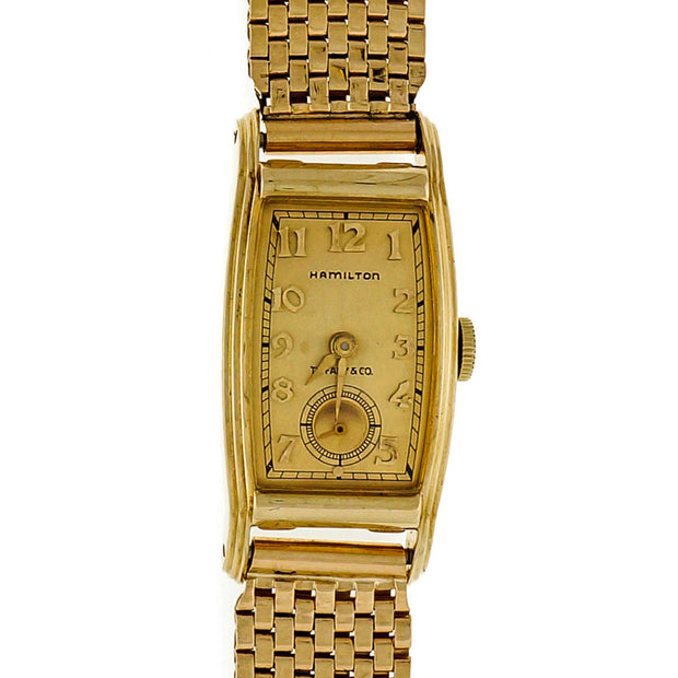 Art Deco 1940 Tiffany Hamilton 14k Gold 982 Wrist Watch