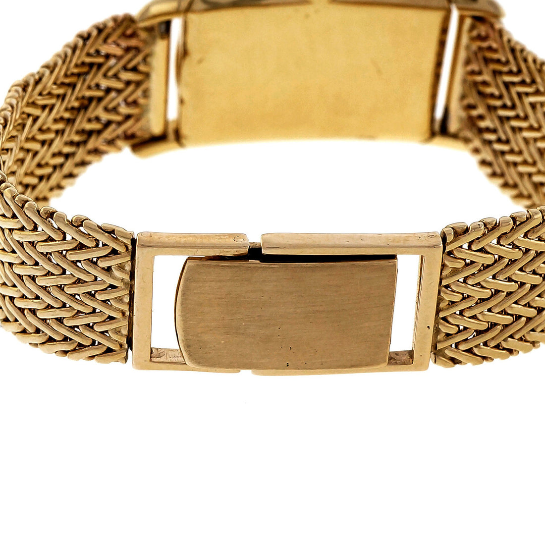 Art Deco Curved Hamilton 14k Yellow Gold Custom Colored Red Dial Mesh Band Watch – image 5