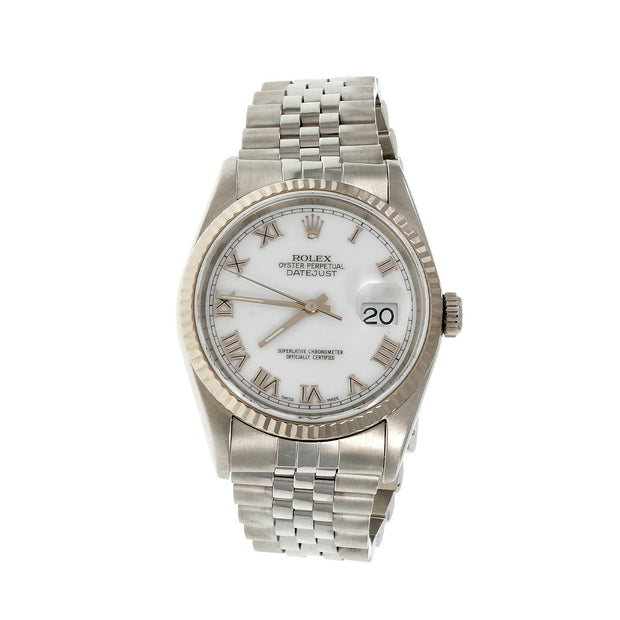 Rolex Datejust Men’s 16234 Steel White Dial Roman Numeral Wrist Watch