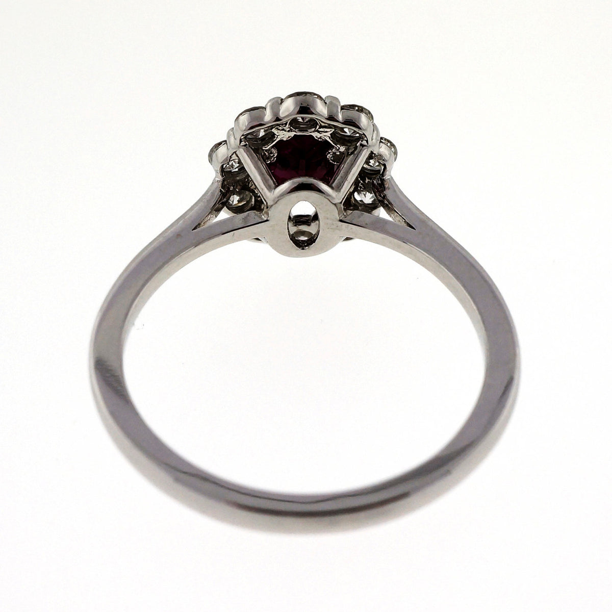 Rare Red 1.00ct Oval Ruby Diamond 14k White Gold Cluster Ring – image 6
