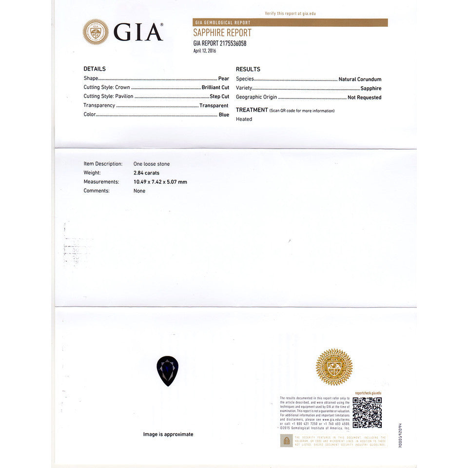 Peter Suchy Pear Sapphire Diamond Pendant 18k White Gold – image 2
