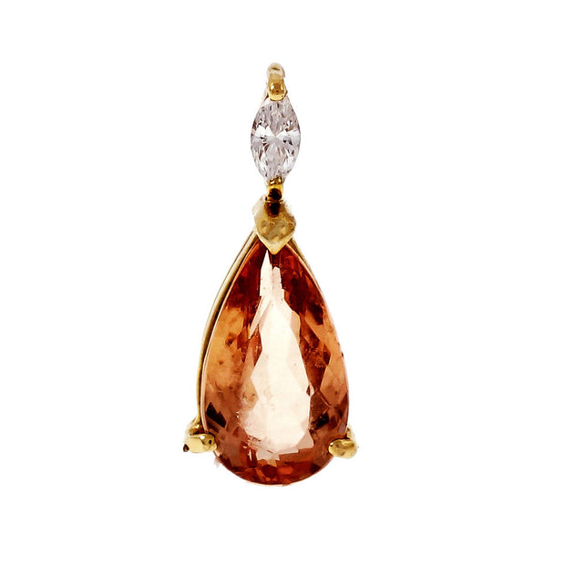 Vintage Precious Topaz Pendant Yellow Orange GIA Certified 18k Yellow Gold