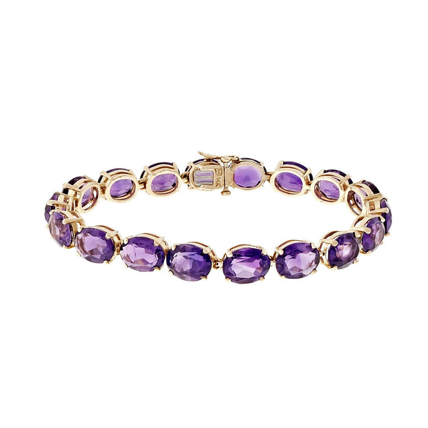 Vintage Tiffany & Co 1960 Amethyst Link Bracelet 14k Yellow Gold Deep Purple