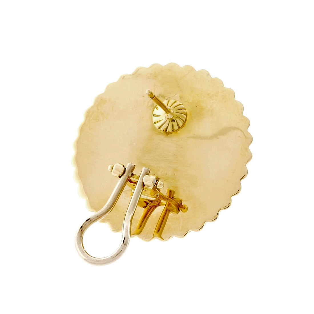 Vintage 1970 Turquoise Sunflower 18k Yellow Gold Clip Post Earrings – image 3
