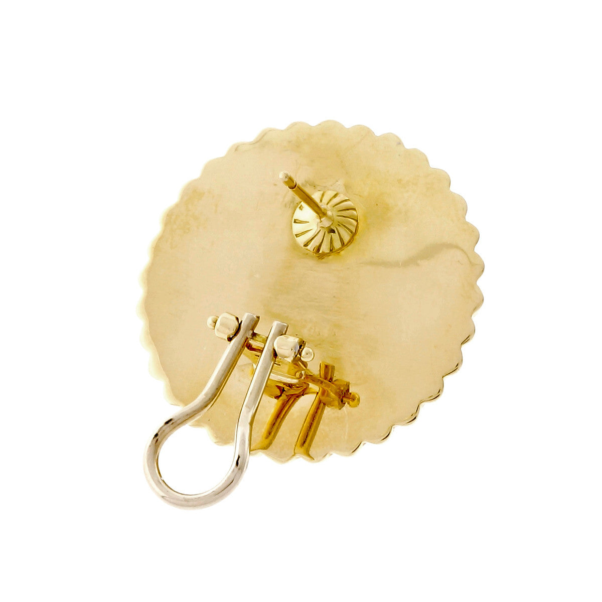Vintage 1970 Turquoise Sunflower 18k Yellow Gold Clip Post Earrings – image 3