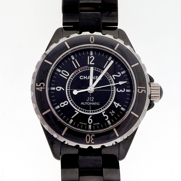 Estate Chanel Black Ceramic J2 Automatic Wrist Watch