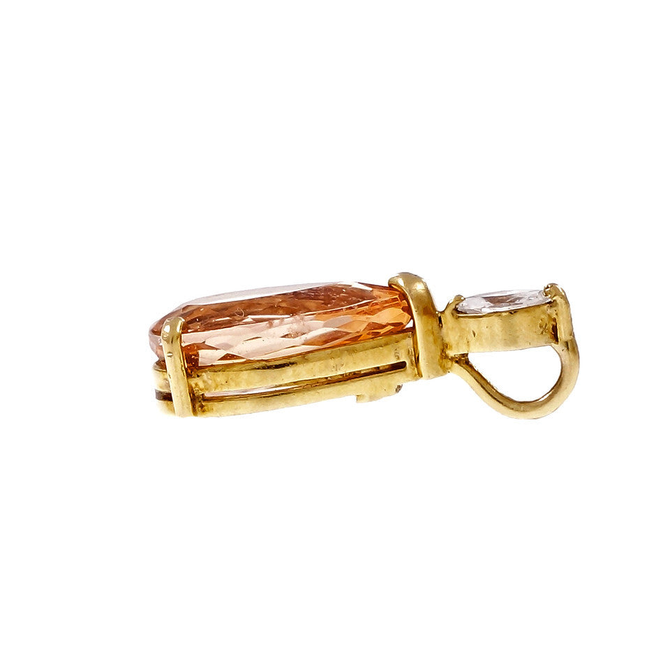 Vintage Precious Topaz Pendant Yellow Orange GIA Certified 18k Yellow Gold – image 3