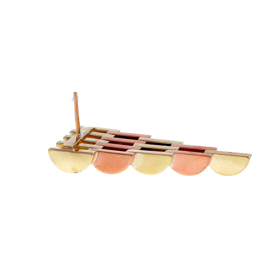 Two-Tone Rose Green Gold Tapered Earrings – image 8