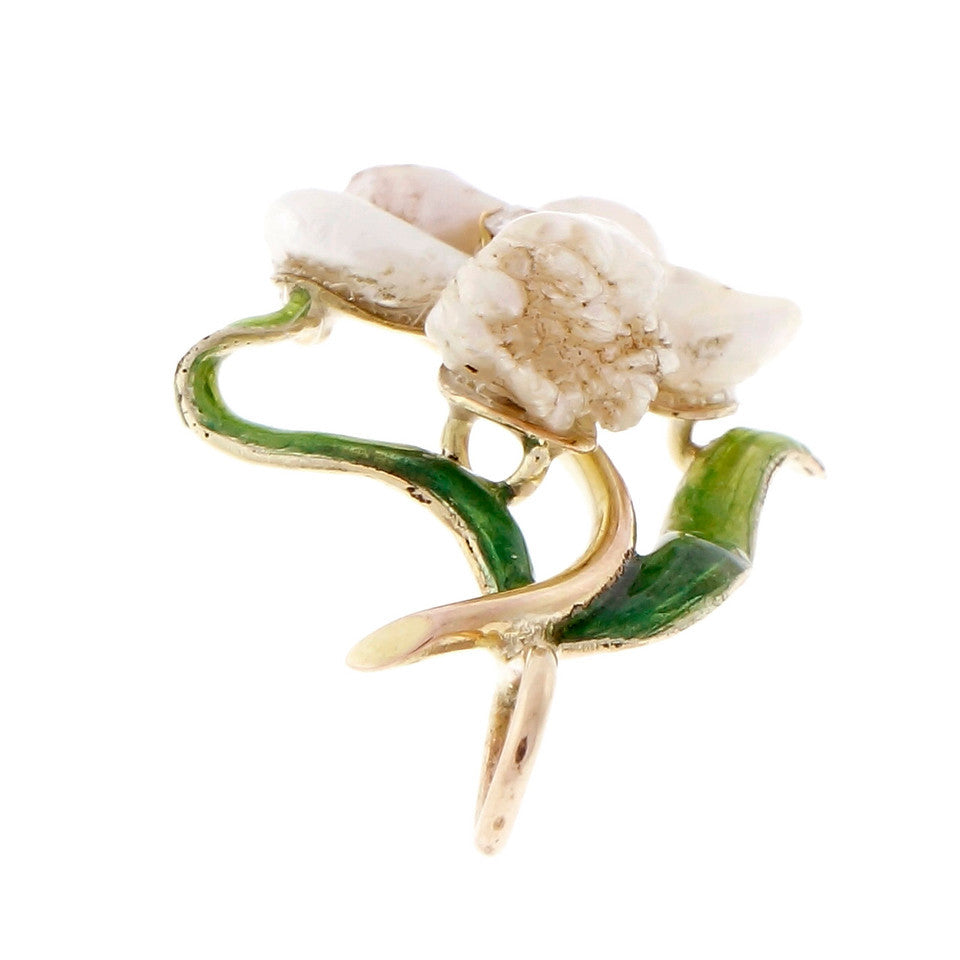 Victorian 1905 Natural Pearl Pendant Freshwater Green Enamel Old Mine Diamond – image 4