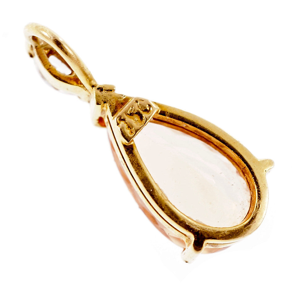 Vintage Precious Topaz Pendant Yellow Orange GIA Certified 18k Yellow Gold – image 4