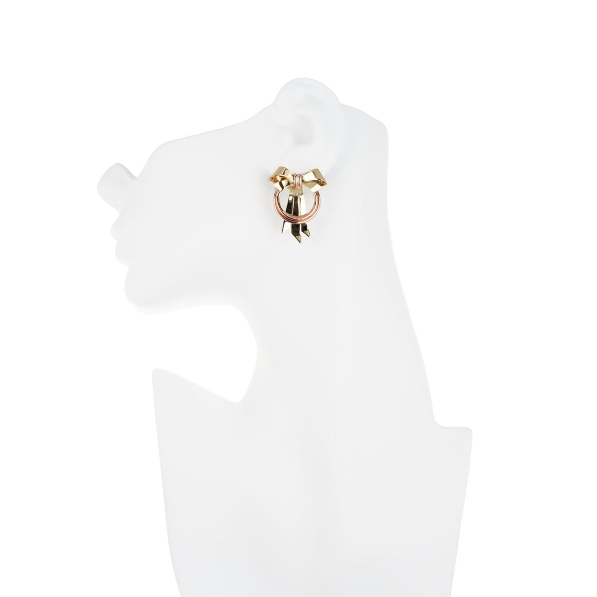 Art Deco Rose Yellow Gold Bow Earrings – image 5