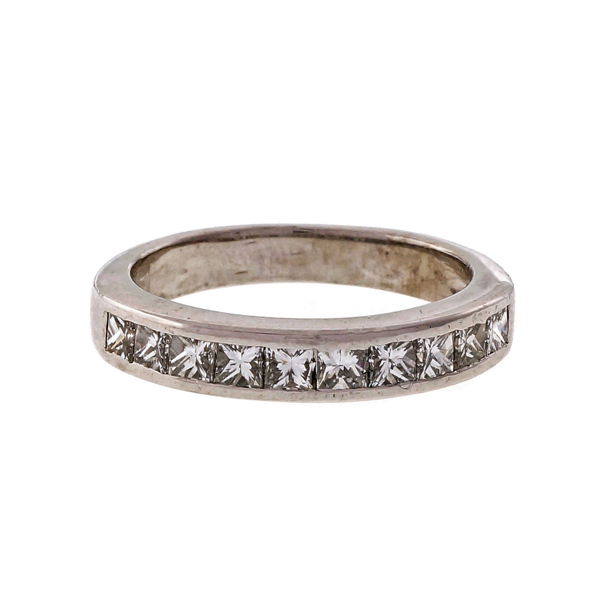 Estate 10 Princess Cut Diamond Channel Set Band Ring Platinum
