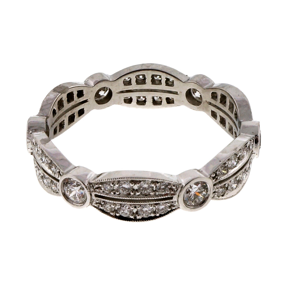 Art Deco Revival Platinum Diamond .90ct Wedding Band Ring Peter Suchy Designs – image 2