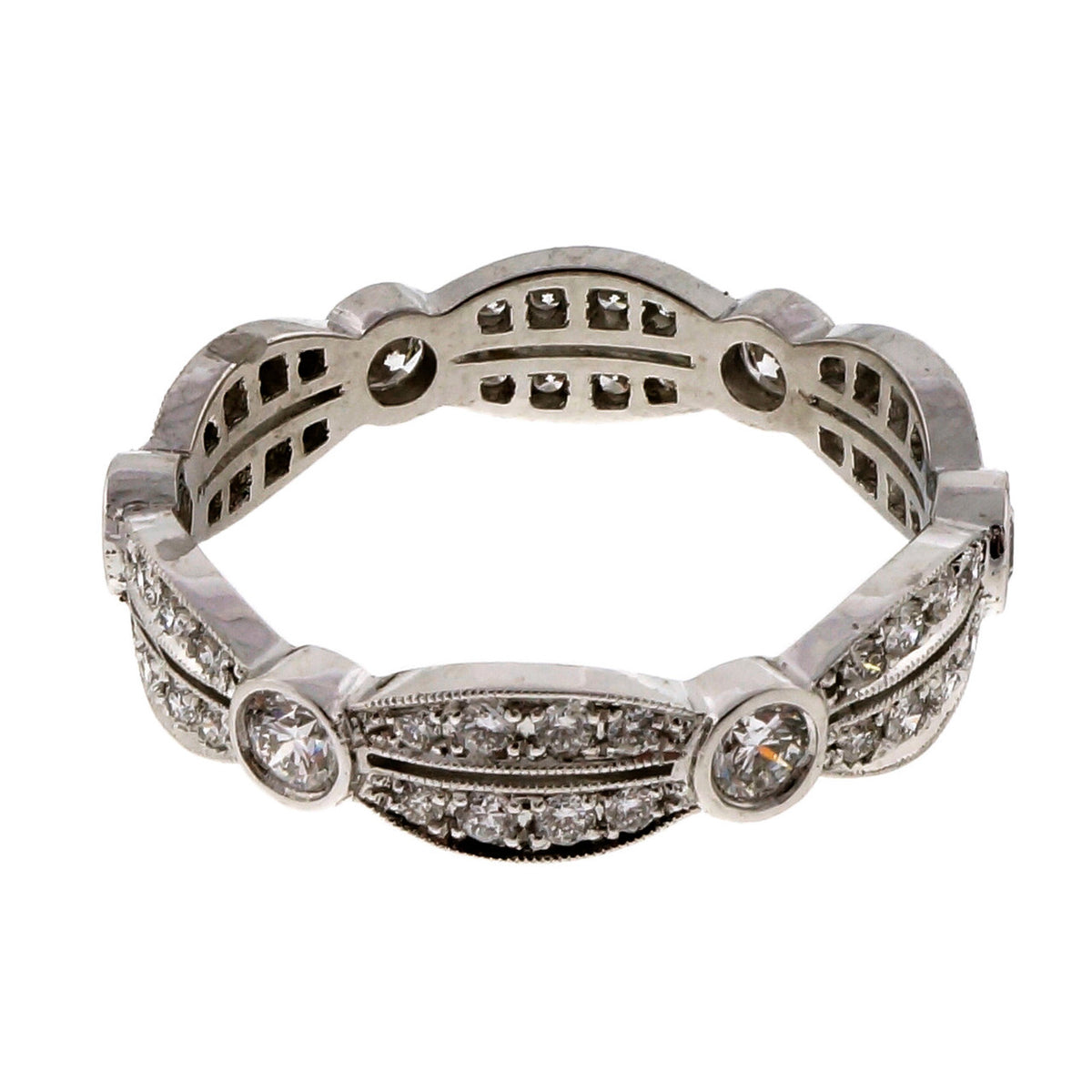 Art Deco Revival Platinum Diamond .90ct Wedding Band Ring Peter Suchy Designs – image 2
