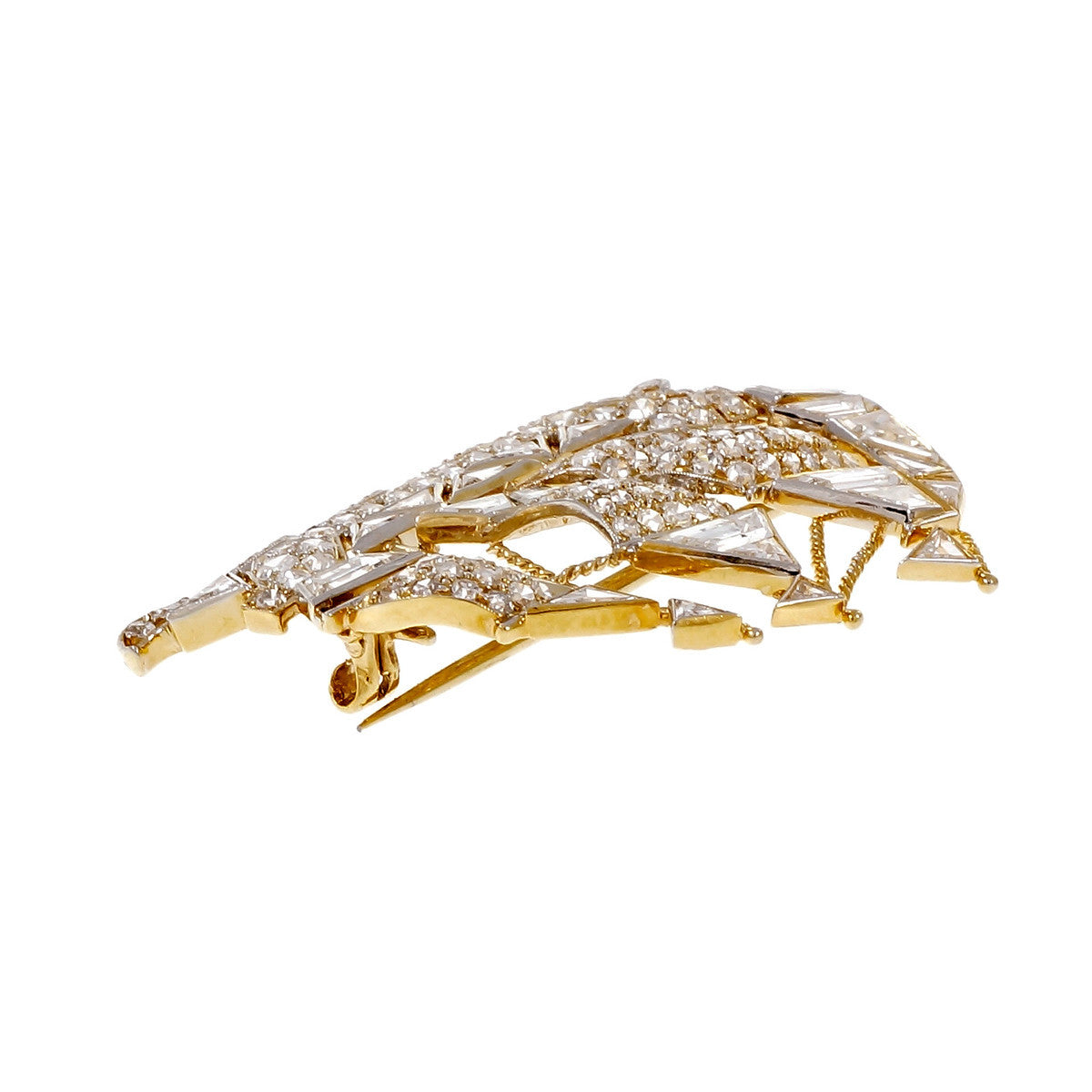 Vintage Sail Boat Ship Pin Fancy Cut Round Diamonds 18k Platinum – image 8